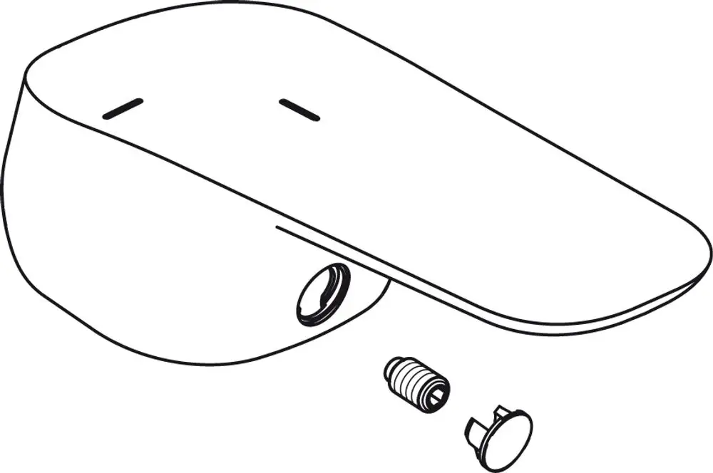 Griff-Set aus Kunststoff in chromfarbener Ausführung, bestehend aus einer Abdeckung und zwei Schrauben, hergestellt von Ideal Standard.